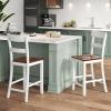 imageGiantex Wooden Bar Stools Counter Height Set of 2 245quot Farmhouse Wood Bar Dining Chairs with Solid Rubber Wood Frame Backrest Footrest Armless Barstools for Home Bar Kitchen Counter WhiteWhite