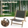 imageGiantex Woven Accent Chair Boho Mid Century Modern Armless Accent Chair wNylon Backrest ampamp Seat Teak Wood Frame Comfy Side Reading Chair for Living Room Bedroom Indoor Outdoor Black