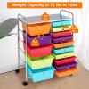 imageTopment Plastic Boxes 15 Drawer Rolling Organizer Cart Utility Storage Tools Scrapbook Paper MultiUse