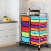 imageTopment Plastic Boxes 15 Drawer Rolling Organizer Cart Utility Storage Tools Scrapbook Paper MultiUse