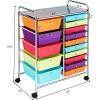 imageTopment Plastic Boxes 15 Drawer Rolling Organizer Cart Utility Storage Tools Scrapbook Paper MultiUse