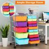 imageTopment Plastic Boxes 15 Drawer Rolling Organizer Cart Utility Storage Tools Scrapbook Paper MultiUse