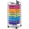 imageGiantex 15Drawer Organizer Cart Office School Storage Cart Rolling Drawer Cart for Tools Scrapbook Paper MulticolorMulticolor