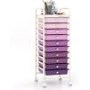 imageGiantex 15Drawer Organizer Cart Office School Storage Cart Rolling Drawer Cart for Tools Scrapbook Paper MulticolorPurple Gradient