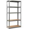 imageGiantex 2 Pieces Shelving Rack Storage Shelf Steel Garage Utility Rack 5Shelf Adjustable Shelves Heavy Duty Display Stand for Books Kitchenware Tools BoltFree Assembly 36quotx 16quotx 72 SilverGrey