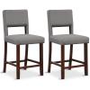 imageGiantex 245quot Counter Height Bar Stools Set of 2 Linen Barstools with Back Rubber Wood Legs Max Load 400 Lbs Modern Upholstered Bar Dining Chairs for Kitchen Island Pub GreyGrey