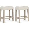imageGiantex 24quot Bar Stools Set of 4 Upholstered Counter Height Saddle Bar Stools with Footrest and Wood Legs Farmhouse Button Tufted Backless Barstools for Kitchen Island Dining Room Cafe BeigeBeige