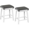 imageGiantex 24quot Counter Height Bar Stools Set of 2 Faux PU Leather Farmhouse Wood Barstools with Padded Seat Solid Wood Frame Max Load 330 Lbs Saddle Stools for Kitchen Island Pub WhiteWhite