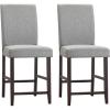 imageGiantex 24quot Upholstered Bar Stools Set of 2 Modern Linen Counter Height Bar Stools with Ergonomic Back Rubber Wood Legs ampamp Footrest Armless Barstools for Kitchen Island Cafe Restaurant GreyGrey