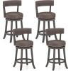 imageGiantex 26quot Bar Stools Set of 2 Swivel Counter Height Bar Chairs with Footrest Rubber Wood Frame Upholstered Linen Barstools with Back ampamp Cushioned Seat for Kitchen Island Dining Room Pub2
