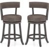 imageGiantex 26quot Bar Stools Set of 2 Swivel Counter Height Bar Chairs with Footrest Rubber Wood Frame Upholstered Linen Barstools with Back ampamp Cushioned Seat for Kitchen Island Dining Room Pub1