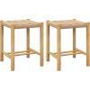 imageGiantex 26quot Counter Height Wood Bar Stools Set of 2 Boho Rattan Barstools Max Load 330 Lbs Armless Saddle Kitchen Stools Backless Wicker Bar Stools for Kitchen Counter Indoor Outdoor1