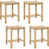 imageGiantex 26quot Counter Height Wood Bar Stools Set of 2 Boho Rattan Barstools Max Load 330 Lbs Armless Saddle Kitchen Stools Backless Wicker Bar Stools for Kitchen Counter Indoor Outdoor2