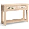 imageGiantex 2Tier Console Table with Drawers Wood Entryway Table with 2 Drawers ampamp Open Storage Shelf for Living Room Entryway Easy Assembly Rectangular Accent Table NaturalNatural