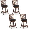 imageGiantex 360 Swivel Barstools Set of 2 29quot Bar Height Bar Chairs with Back ampamp Footrest Upholstered Bar Stools with Rubber Wood Frame Suitable for Home Bar Kitchen Counter Espresso2