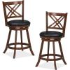 imageGiantex 360 Swivel Barstools Set of 2 29quot Bar Height Bar Chairs with Back ampamp Footrest Upholstered Bar Stools with Rubber Wood Frame Suitable for Home Bar Kitchen Counter Espresso1