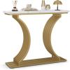 imageGiantex 39quot Entryway Console Table Gold Narrow Console Table wWhite Faux Marble Tabletop Long Sofa Table with Geometric Metal Legs Modern Entry Table for Living Room Entrance Foyer