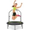 imageGiantex 40quot Foldable Mini Trampoline Indoor Fitness Trampoline with 425515quot Height Adjustable Handle Resistance Bands Rebounder Exercise Trampoline for Adults KidsGreen