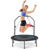 imageGiantex 40quot Foldable Mini Trampoline Indoor Fitness Trampoline with 425515quot Height Adjustable Handle Resistance Bands Rebounder Exercise Trampoline for Adults KidsBlue