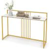 imageGiantex 47quot Console Table Narrow Sofa Side Table wWhite Faux Marble Tabletop ampamp Golden Steel Frame SpaceSaving Foyer Tables for Entryway Dining Room Corridor Living Room Hallway Table