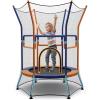 imageGiantex 48quot Toddler Trampoline With Safety Enclosure Net Seamless Design for Kids Aged 36 Indoor Outdoor Mini Small Birthday Gift for Boys GirlsOrangeBlue