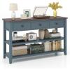 imageGiantex 50quot Farmhouse Entryway Table Narrow Console Table w 3 Storage Drawers ampamp 2 Open Shelves Wooden Behind Couch Side Long Sofa Table for Living Room Hallway Entrance Blue ampamp Espresso
