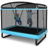 imageGiantex 6 Ft Kids Trampoline With Swing Max Load 220lbs Indoor Small for 2 Kids Safety Enclosure Net Builtin Zipper ASTM Approved Toddler Rectangle for 38 Year OldBlue