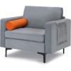 imageGiantex 68quot Modern Loveseat 2Seater Sofa Couch Thick Cushion ampamp 2 Bolsters Armrest Magazine Cabby with 2 Pockets Metal Legs Ideal for Living Room Reception Room Office Dark GreyGreyorange