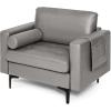 imageGiantex 97quot Sectional Sofa Couch 3Seater Modular Sleeper with USB Ports 3Hole Socket Thick Cushion 2 Bolsters Armrest Magazine Pocket Metal Legs for Living Room Reception Bedroom Dark GreyDark Grey
