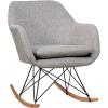 imageGiantex Accent Rocking Chair with Cushion Upholstered Rocking Arm Chair wSolid Steel Wood Leg Modern Rocker Chair for Balcony Bedroom 1 Grey