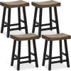 imageGiantex Bar Stools Set of 2 24quot Counter Height Saddle Stools Bar Dining Chairs with Rubber Wood Frame ampamp Footrest Backless Barstools for Kitchen Island Dining Room Pub Rustic Brown2