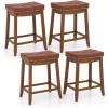 imageGiantex Bar Stools Set of 2 25quot Counter Height Bar Stools wSaddle Seat Footrest Rivet Button Tufted Rubber Wood Frame Upholstered PU Leather Backless Barstools for Kitchen Dining Room Pub2