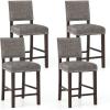 imageGiantex Bar Stools Set of 2 26quot Counter Height Stools with Solid Rubber Wood Legs Footrest Modern Linen Fabric Bar Dining Chairs Rivet Upholstered Barstools for Kitchen Island Dining Room Grey2