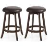 imageGiantex Bar Stools Set of 2 29quot Bar Height Bar Stools w 360 Swivel Round Seat ampamp Footrest Rubber Wood Frame Upholstered PU Leather Backless Barstools for Kitchen Dining Room Pub Brown1