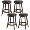 imageGiantex Bar Stools Set of 2 29quot Bar Height Bar Stools w 360 Swivel Round Seat ampamp Footrest Rubber Wood Frame Upholstered PU Leather Backless Barstools for Kitchen Dining Room Pub Brown2