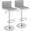 imageGiantex Bar Stools Set of 2 Adjustable Swivel Bar Dining Chairs with AntiSlip Metal Base ampamp Footrest Counter Height Stools PU Leather Barstools for Kitchen Island Pub ampamp Cafe GreyGrey