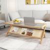 imageGiantex Boho Rattan Coffee Table Bamboo Center Table WHandwoven Rattan Rack ampamp Tempered Glass Tabletop ZShaped Design Accent Table for Living Room Bedroom 48quot L x 19quot W