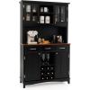 imageGiantex Buffet Hutch Cabinet Kitchen Hutch Sideboard Buffet Cabinet on Storage Island Wood Kitchenware Server with 3 Large Drawers and 9 Wine Bottle Modules WhiteBlack