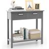 imageGiantex Console Table with Drawers Entry Table Narrow Sofa Table with Open Storage Shelf Wood Legs Foyer Table Entryway Table for Office Living Room Hallway Couch TableGrayGrey