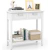 imageGiantex Console Table with Drawers Entry Table Narrow Sofa Table with Open Storage Shelf Wood Legs Foyer Table Entryway Table for Office Living Room Hallway Couch TableGrayWhite