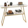 imageGiantex Console Table with Storage Shelf  44 Entryway Table Long Narrow Couch Table with Golden Metal Frame MarbleLike Board Foyer Table Sofa Side Table for Living Room Hallway Entry Table