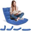 imageGiantex Floor Chairs for Adults  Floor Gaming Chair with Back Support Coral Velvet 14 Adjustable Position Thick Sponge Padding Floor Seating Lounge for Reading Watching TV Meditation BlackBlue