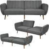 imageGiantex Foldable Futon Sofa Bed Convertible Sofa Couch Upholstered Futon Sleeper Sofa 3Level Angle Adjustable Pull Out Futon Bed Ideal for Compact Living Room Apartment Dorm GrayGrey