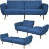 imageGiantex Foldable Futon Sofa Bed Convertible Sofa Couch Upholstered Futon Sleeper Sofa 3Level Angle Adjustable Pull Out Futon Bed Ideal for Compact Living Room Apartment Dorm GrayNavy
