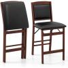 imageGiantex Folding Counter Height Bar Stools Set of 2 245quot Farmhouse Barstools wPadded Back ampamp Seat Footrest Rubber Wood Legs No Assembly Needed Upholstered Bar Dining Chairs for Kitchen IslandBrown  Blackpadded Back