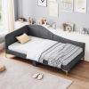 imageGiantex Full Size Upholstered Daybed RivetTufted Platform Bed with Headboard Metal Legs ampamp Wood Slats LShaped Corner Sofa Bed for Living Room ampamp Guest Room No Box Spring Needed GreyGrey