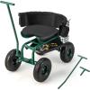 imageGiantex Garden Cart Rolling Workseat with 4 Wheels Tool Tray Removable Cushion Storage Basket 2 Handles Adjustable Height ampamp 360 Swivel Work Seat Gardening Stool for Patio Lawn Red ampamp BlackGreen  Black