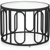 imageGiantex Glass Coffee Table 24quot Accent Sofa Tea Table with Tempered Glass Top 2Tier Circle Cocktail Table Simple Modern Center Table for Living Room BlackBlack