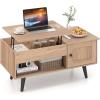 imageGiantex Lift Top Coffee Table Modern Cocktail Table with Hidden Compartment Open Shelf ampamp Cabinet Wooden Flip Top Center Table Pull up Coffee Table for Home Office Living Room BlackNatural