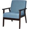 imageGiantex MidCentury Modern Accent Chair Retro Fabric Armchair Solid Hardwood Made Upholstered Linen Lounge Arm Chair for Living Room 1 Dark GreyBlue